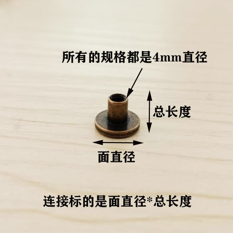 In stock pure copper belt screw accessories furniture fastening double-sided flat head rivet book nail T head