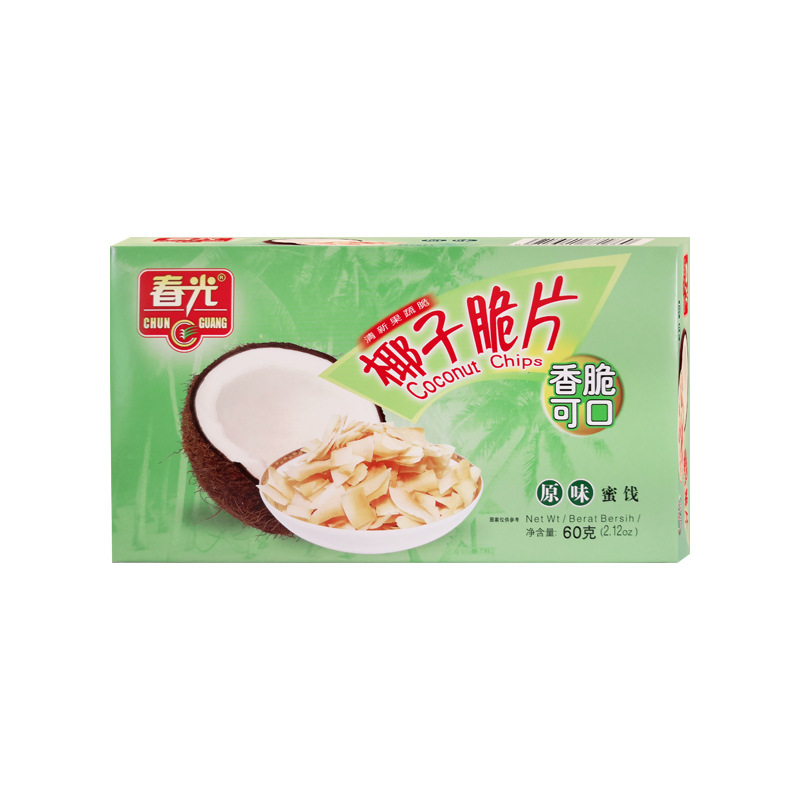 Free shipping Hainan specialty spring original coconut slices 60 g/box charcoal roasted crispy coconut slices crisp chips dried vegetable and fruit snacks