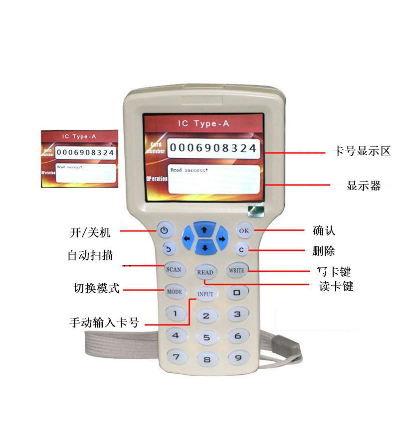 Cross-Border 10 Frequency English Rfid/Nfc Access Control Card Replicator Ic Decryption Elevator Card Reader Id Proximity Card