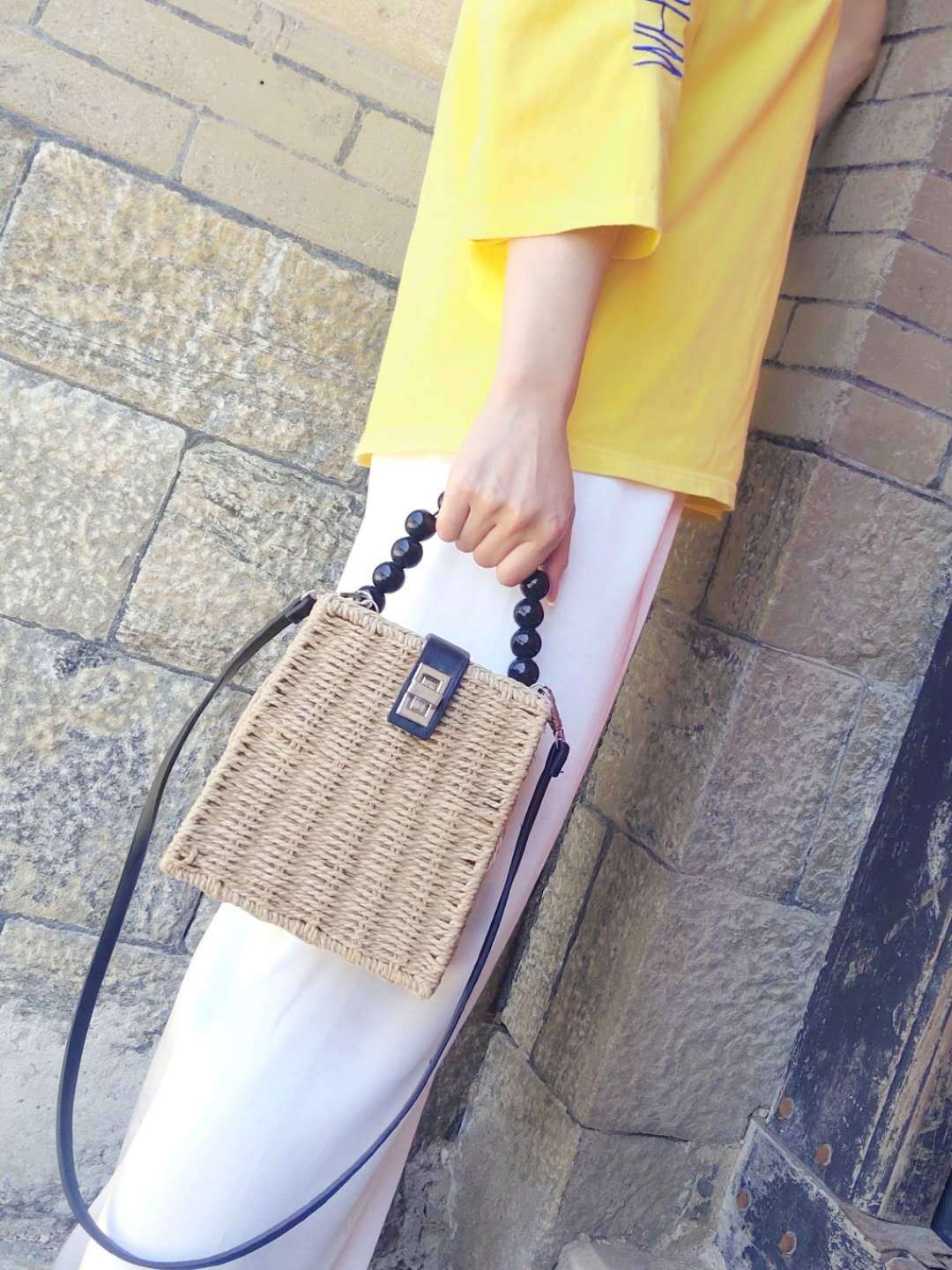 ins Popular Mori Women's Style Literary Fan Xiaoqing Handmade Paper Rope Bag Retro Shoulder Bag Woven Women's Bag Straw Bag