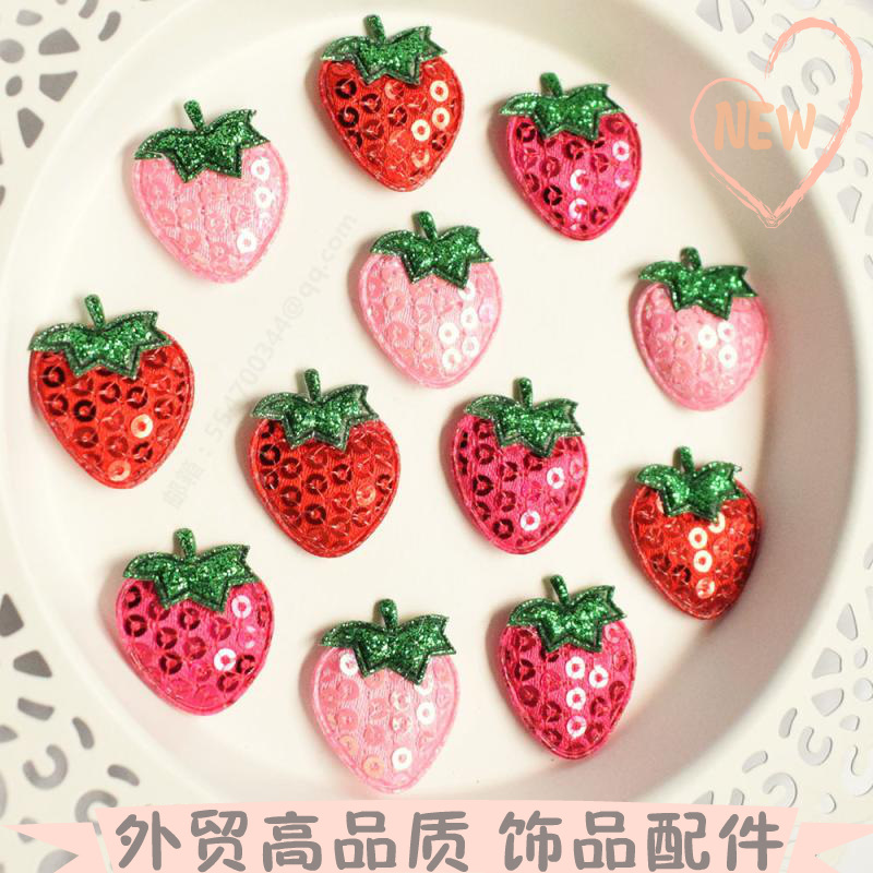 Стразы в виде клубники, тканевые наклейки, DIY, ручные аксессуары, детские аксессуары для волос, украшение для заколок, аксессуары для одежды