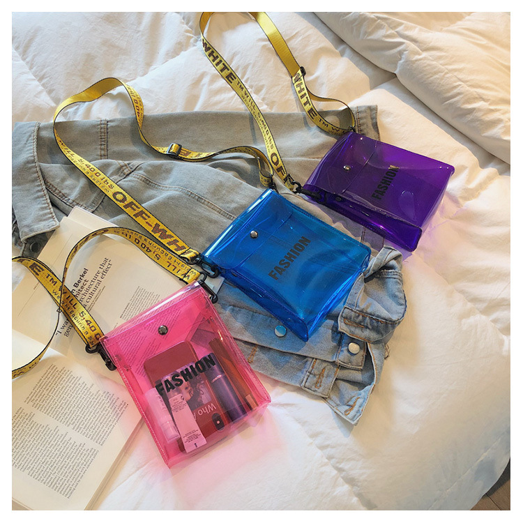 Jelly mobile phone bag new shoulder slung letters beach transparent Women's bag small square bag foreign trade cross-border manufacturers wholesale