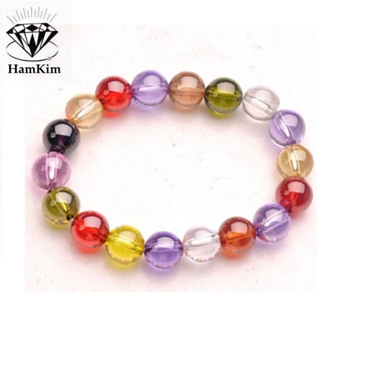 Multi-color Round Beads Zircon Bracelet Gem 10mm Perforated Buddha Beads Couple Wear Gift Thailand Water Dragon Ball