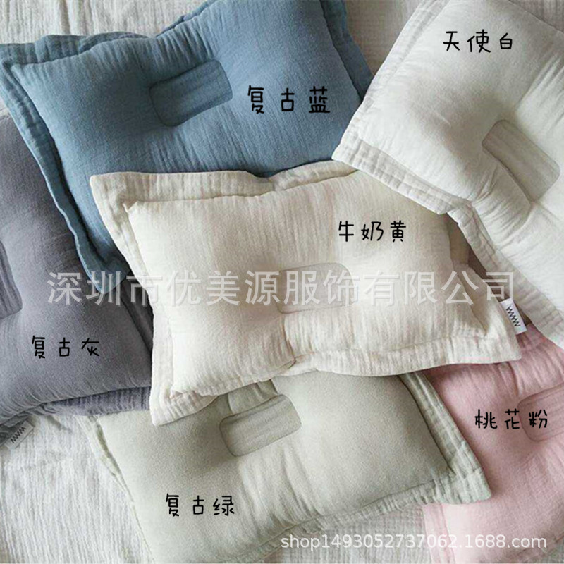 Baby pillow cross-border INS Nordic newborn baby cotton gauze head-shaped pillow washable baby pillow