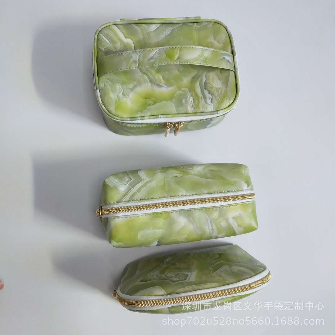 Manufacturers supply a large number of Congyou marble PU cosmetic bag three-piece transparent storage multi-functional travel wash