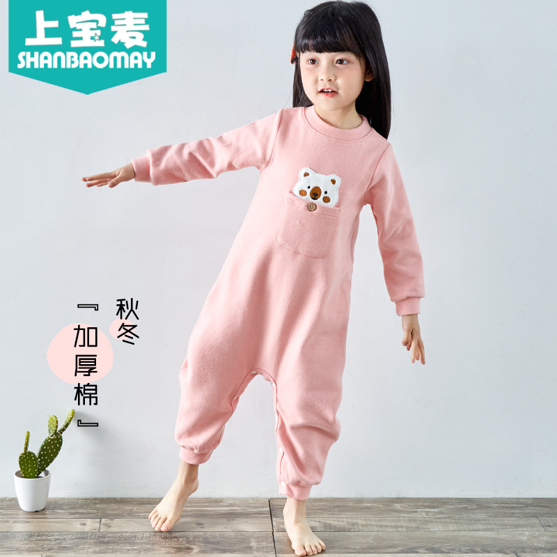 Комбинезон для детей Upper Baomai осень-зима, теплый, утолщенный, для мальчиков и малышей, домашняя одежда, хлопок