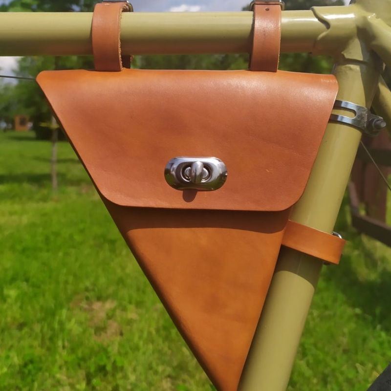 New Bicycle Leather Triangle Bag Portable Mountain Bike Saddle Bag Riding Kit Foldable