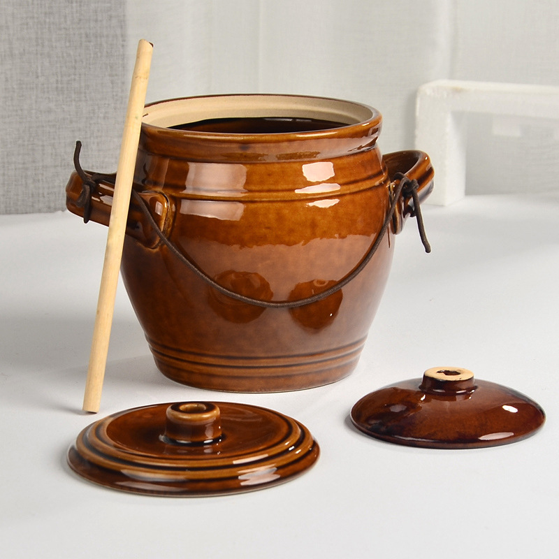 Creative Self-Pressure Ceramic Pickle Jar, Pickle Sauce, Retro Crock Pot, Earthenware Household Pickle Jar Wholesale