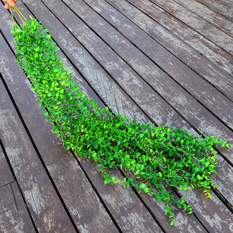Single Simulated Eucalyptus Rattan Hanging Plastic Green Plant Rattan Ceiling Decoration Fake Flower Vine Green Leaf Vine Wall Decorative Rattan