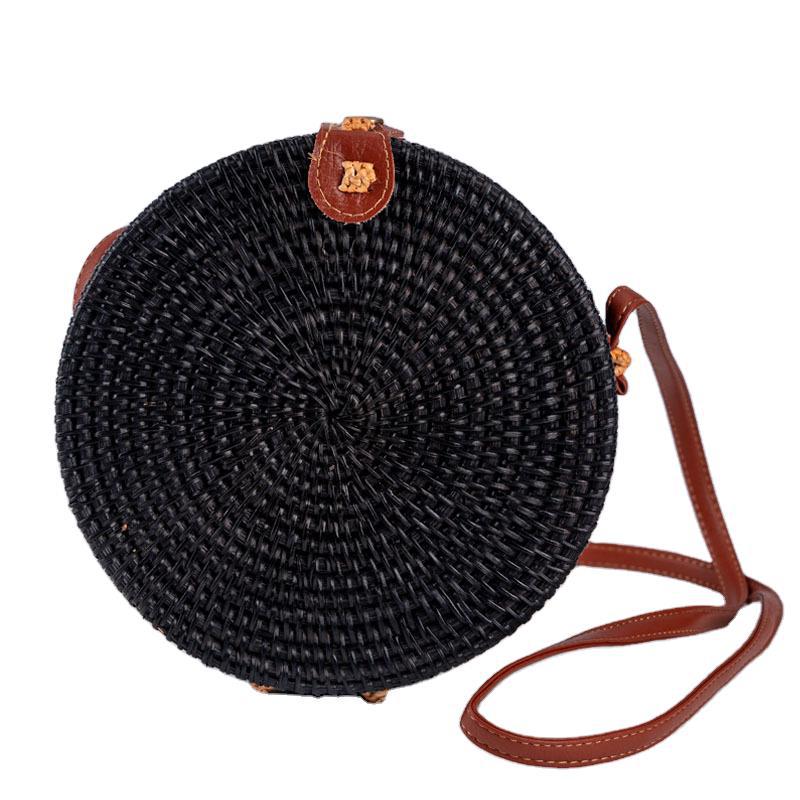 Vietnam rattan hand-woven bag shoulder diagonal beach Women's bag round small wind incense leisure travel Women's bag wholesale