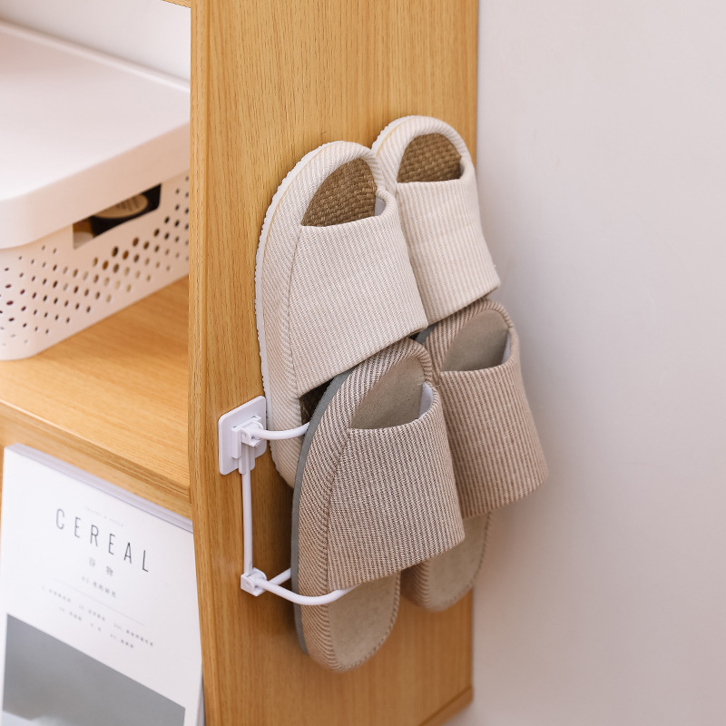 Foldable Bathroom Slipper Rack Wall-Mounted Punch-Free Bathroom Slipper Shoe Rack Hanging Dormitory Storage Artifact