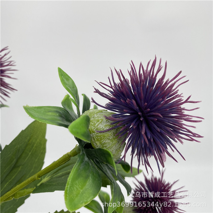 European style fresh handmade floral artificial silk flower plush flower wedding floral artificial flocking sea urchin flower Thorn Ball flower