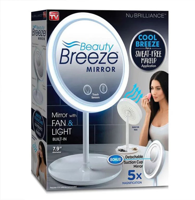 Cross-border three-in-one makeup mirror with fan small mirror creative with fan wind scattered led desktop magnifying glass with light