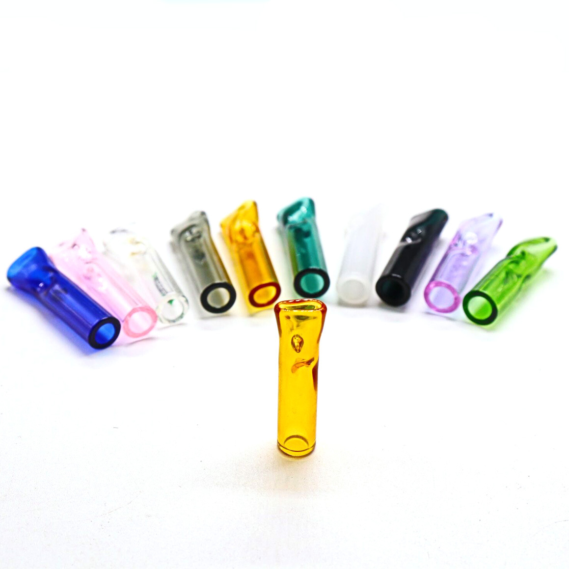 Transparent Stained Glass Flat Head Cigarette Holder Factory Direct Sales Large Favorably