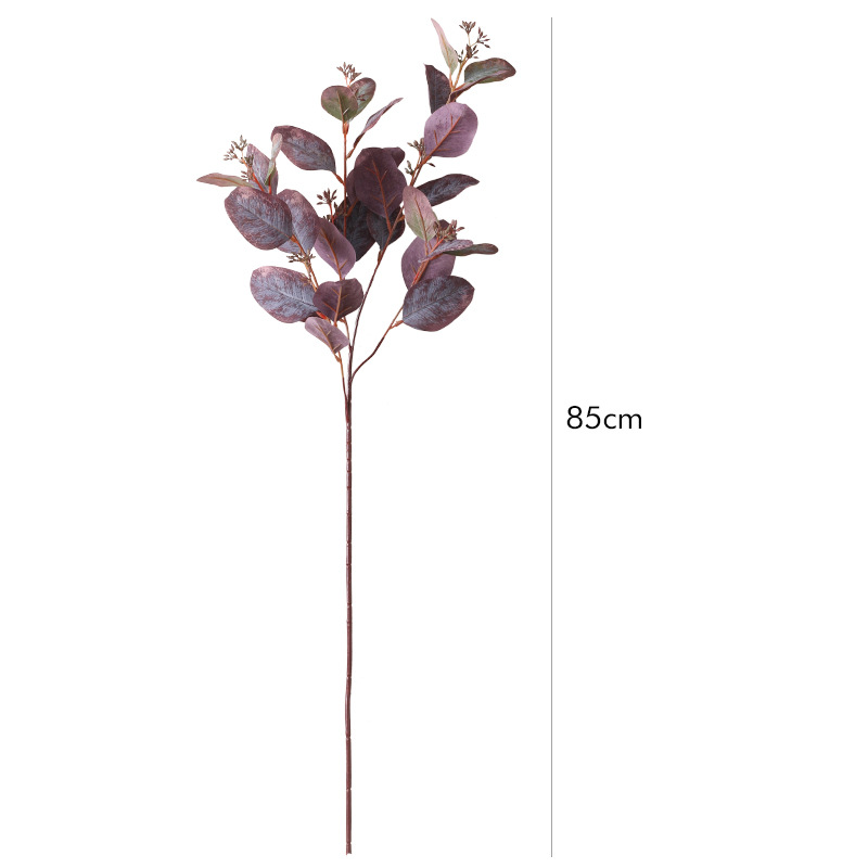 Eucalyptus leaf artificial flower with fruit eucalyptus leaf single money leaf wedding fake flower decoration simulation green plant wholesale
