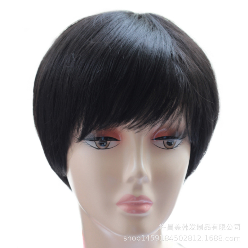 Wig Women's Short Hair Short Curly Hair Women's Hairstyle Full Head Cover Real Hair Wig Cover Real Hair for Middle-aged and Elderly to Send to Mom