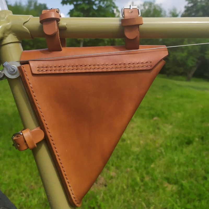 Новая кожаная треугольная сумка для велосипеда, портативная сумка для горного велосипеда, комплект для катания, складная