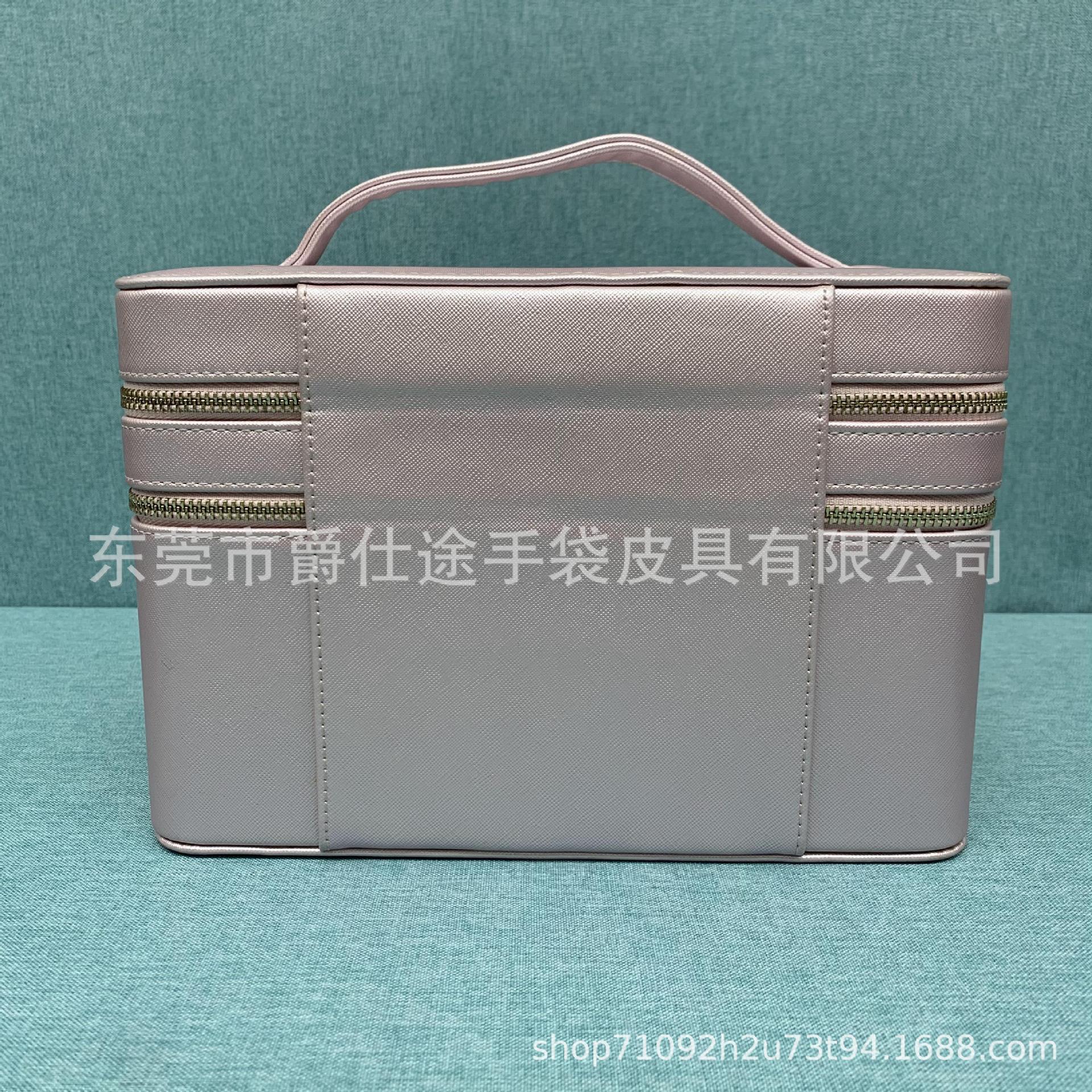 Manufacturer Customized Multifunctional Pu Jewelry Box, Environmentally Friendly Waterproof Pu Storage Box, Three-Layer Satchel Cosmetic Bag