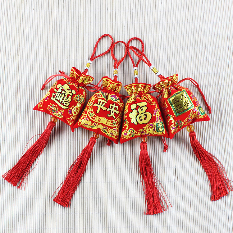 Пакет-саше на праздник лодок-драконов, красный пакет с символом безопасности, золотое саше, благословляющая сумка, кулон
