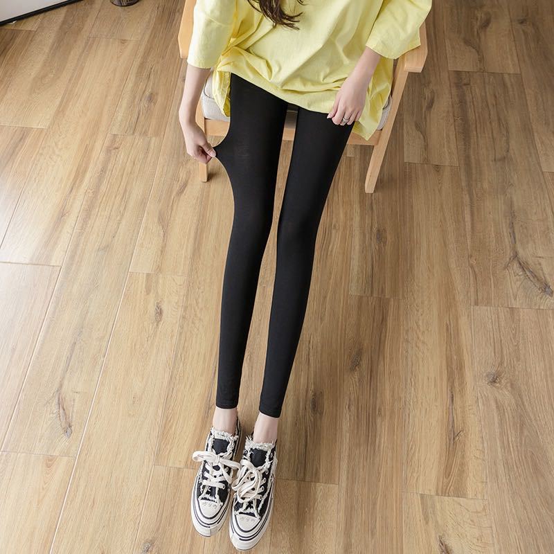 Модальные леггинсы для женщин, девятибалльные, однотонные, больших размеров, универсальные, стройнящие, облегающие штаны, оптом, защита талии