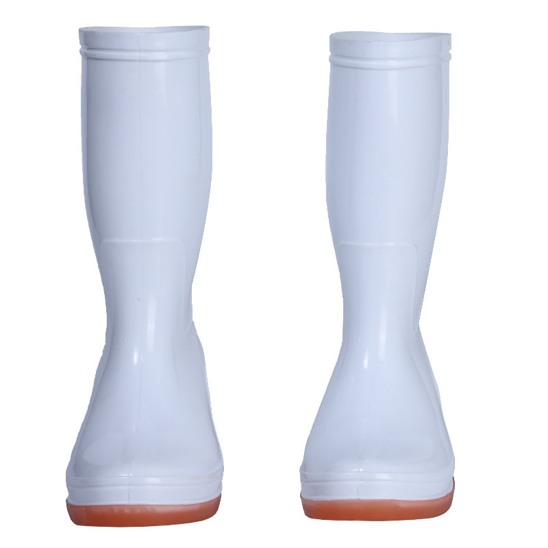 Ms. Yuli Wang Middle Tube Food White Beef Sole Sanitary Shoes Double Color Acid and Alkali Resistant Oil pvc Rain Shoes Rain Boots