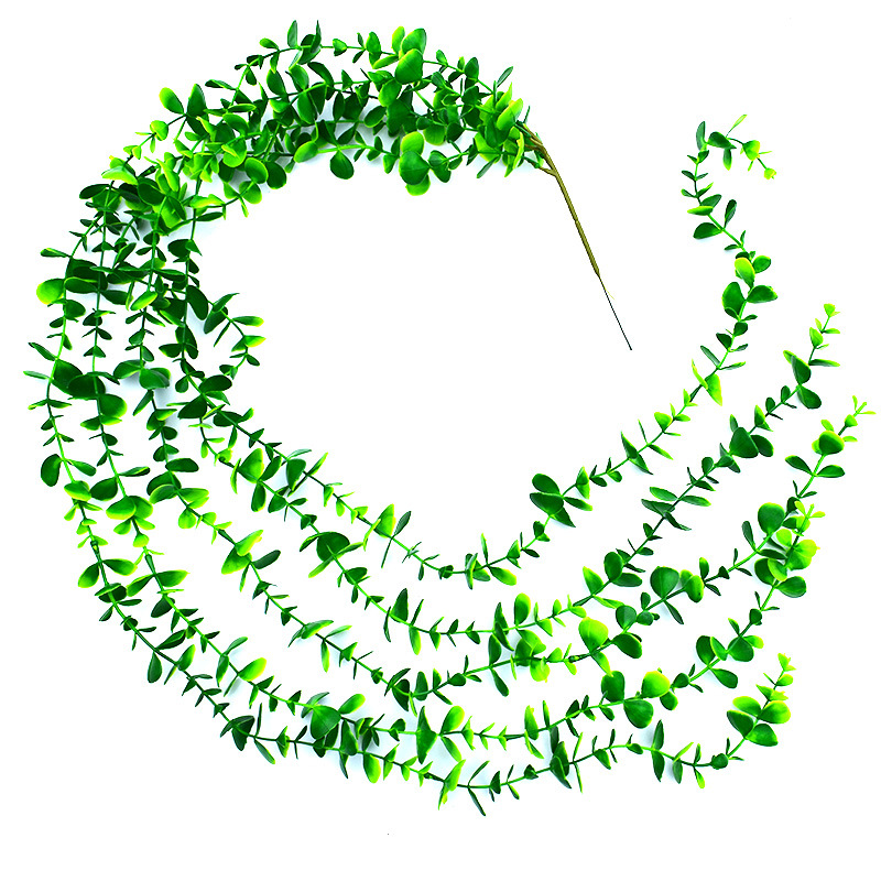 Single Simulated Eucalyptus Rattan Hanging Plastic Green Plant Rattan Ceiling Decoration Fake Flower Vine Green Leaf Vine Wall Decorative Rattan