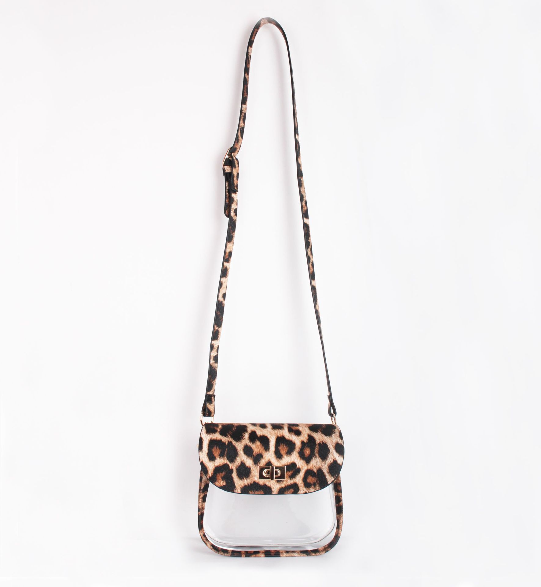 Customized all kinds of new transparent PVC shoulder bag fashion shoulder leopard print women's bag western style all-match messenger bag