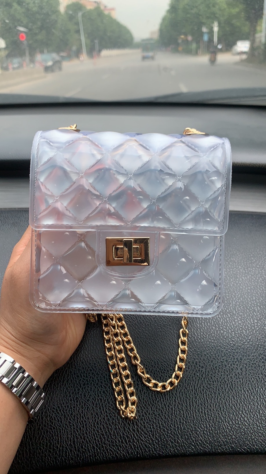 Women's Bag 2024 New Pearl Portable Mini Transparent Color Small Jelly Bag Fashion Casual Change Small Bag