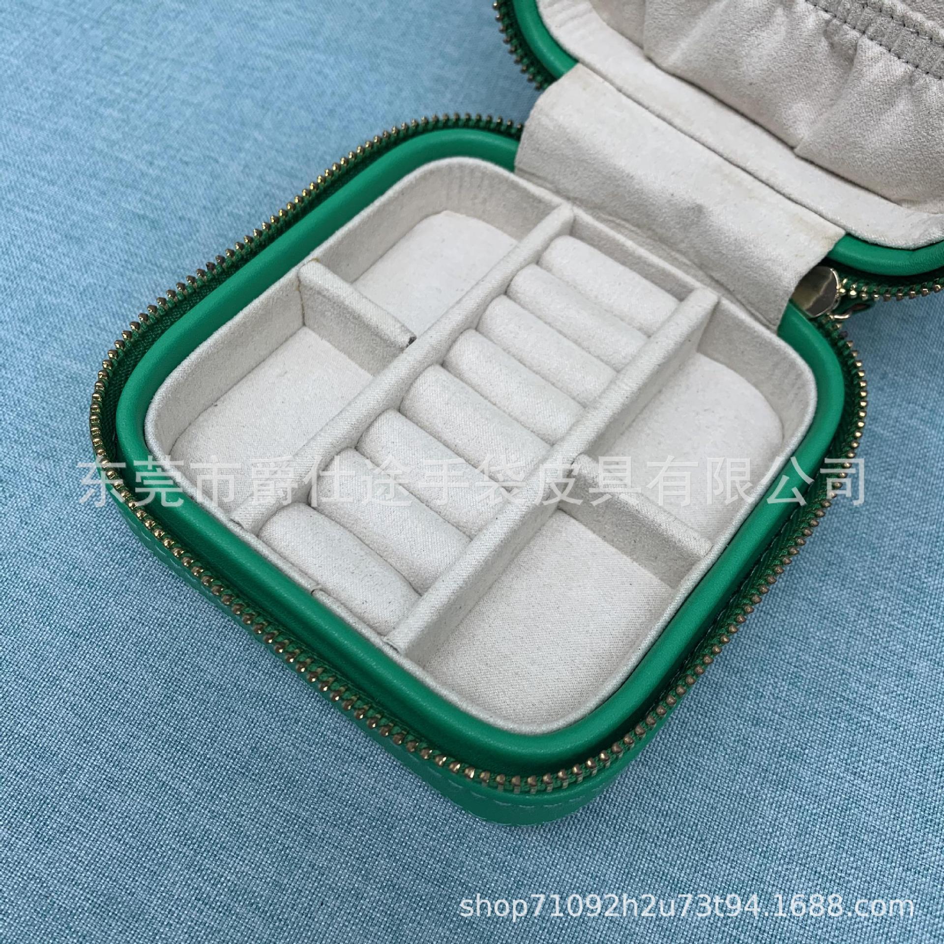 Manufacturer Customized Mini Pu Jewelry Box Green Multi-Card Slot Pu Storage Box Creative Earrings Ring Storage Box
