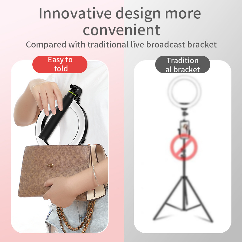 Factory Direct batch tripod stable multifunctional retractable Mobile phone bracket live shooting with ring beauty fill light