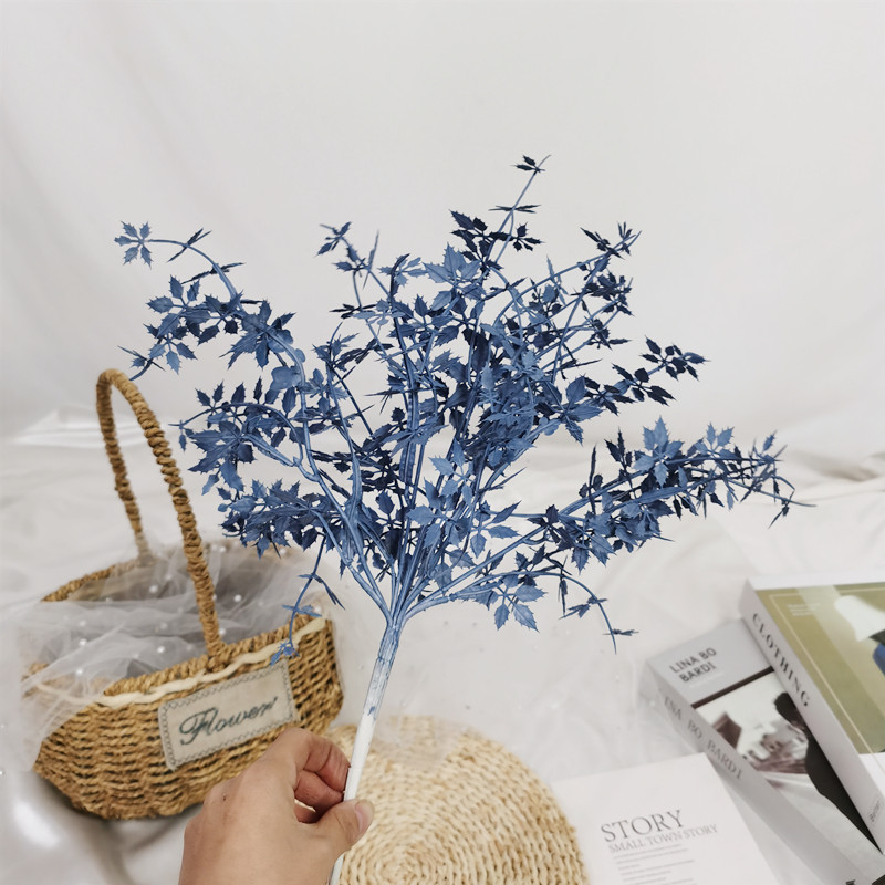 Simulated Plastic Rose Grass Mist Small Handle Crushed Maple Leaf Base Wedding Road Guide Decorative Flower Arrangement Hotel Layout Floral Art