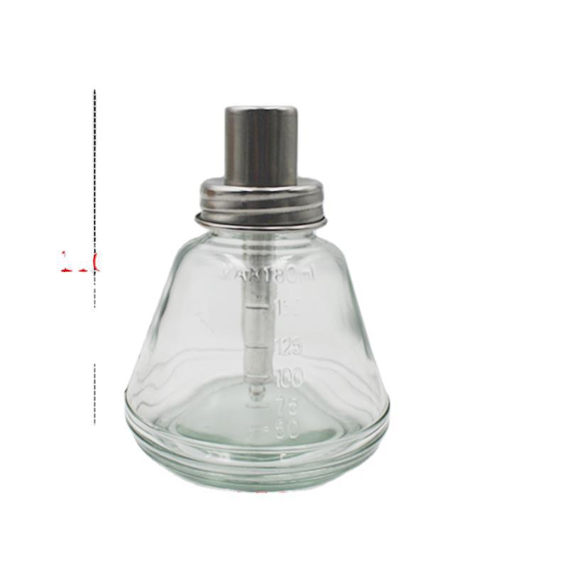180mI glass alcohol bottle press type washing plate liquid bottle metal head white electric oil bottle Tianna water bottle alcohol bottle