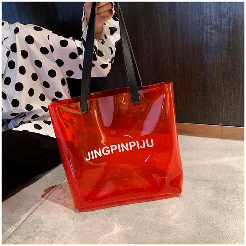 Летняя цветная портативная сумка для покупок, мягкая ПВХ женская сумка, сумка через плечо для студентов, кастомизация