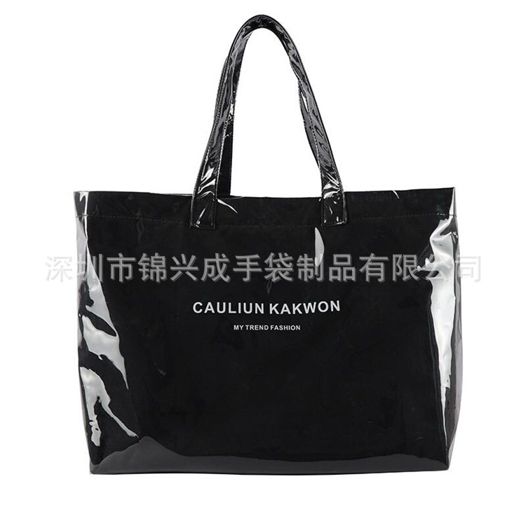 Factory customized portable women's bag large capacity transparent PVC jelly bag beach travel Street shooting shoulder tote bag