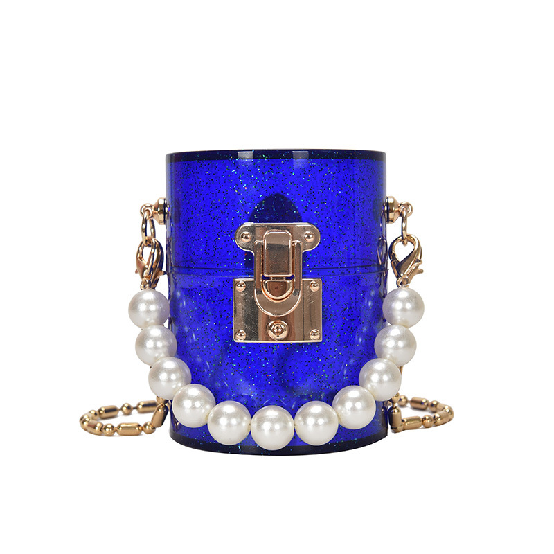 Fashion Mini Bag 2020 Summer New Lock Buckle Women's Bag Pearl Handbag pvc Color Shoulder Crossbody Bag