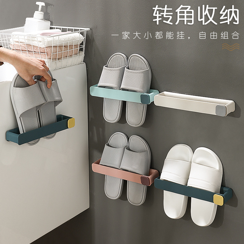 Bathroom Slipper Rack, Punch-Free Wall-Mounted Shoe Rack, Multi-Layer Space-Saving Storage Bathroom Hook