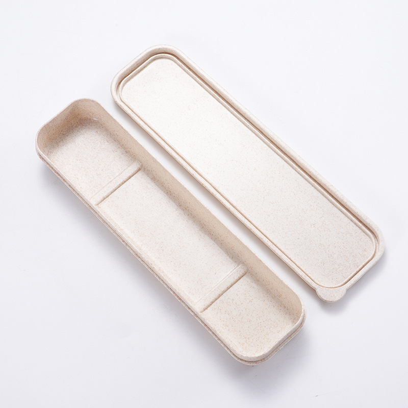 Wheat straw environmental protection tableware box with straw tableware can be UV logo