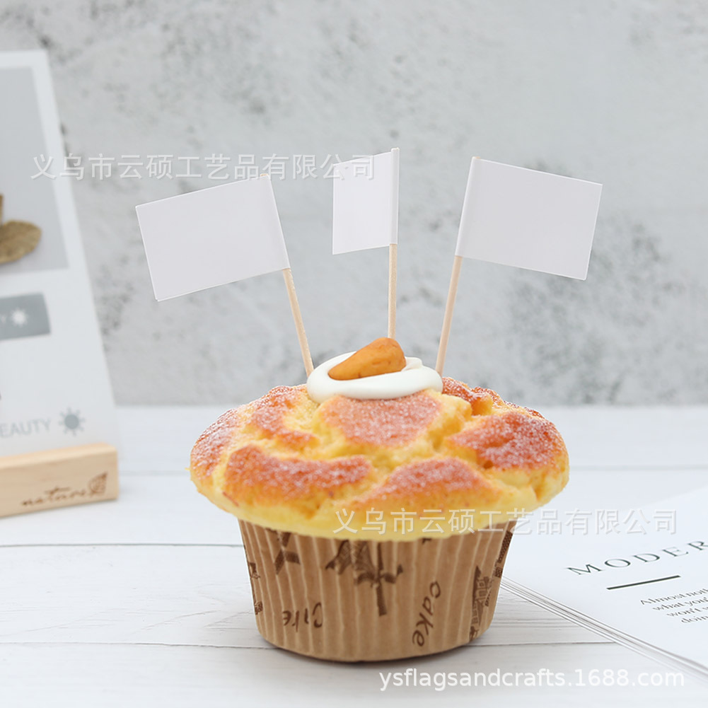Blank White Toothpick Flag Fruit Cake Steak Decorative Toothpick Blank White Toothpick Flag Spot