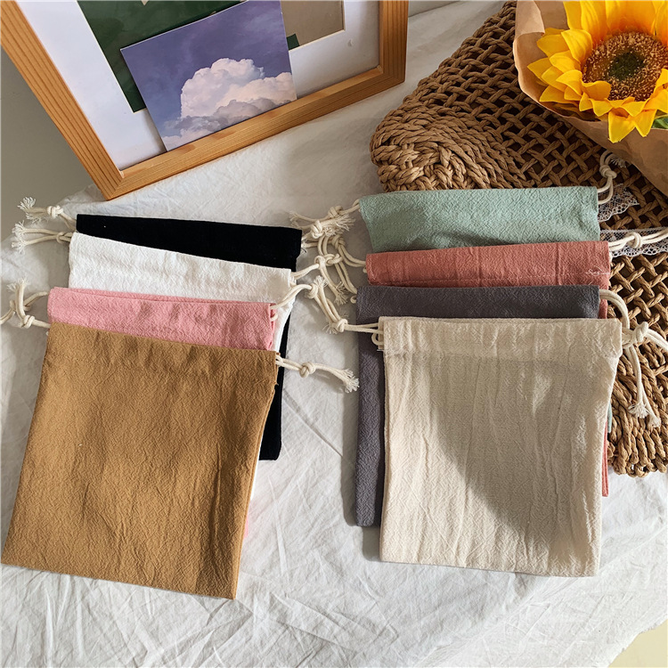 07212 Japanese simple organizing storage bag small fresh drawstring drawstring bag candy tea gift bag wholesale