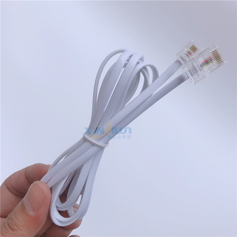 White 4-core telephone line RJ11 to RJ45 American telephone head to network head 6P4C to 8P8C jumper