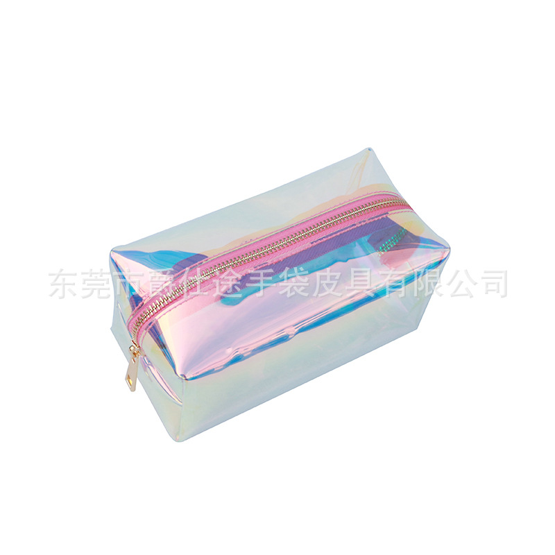 Little Red Book Same Style Magic Color PVC Zipper Cloth Waterproof Laser PVC Cosmetic Bag Travel Cosmetic Storage Bag