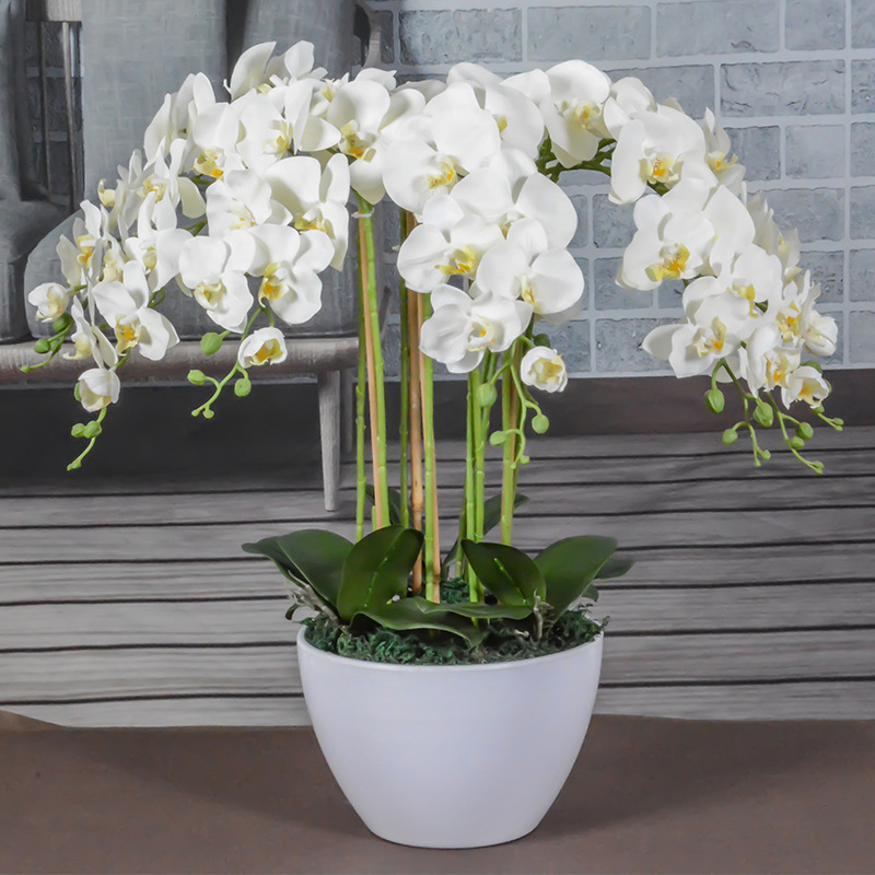 Big Basin Feel Phalaenopsis Artificial Flower Ornaments Living Room Decoration High-end Hotel Front Desk Fake Flower Large Flower Art