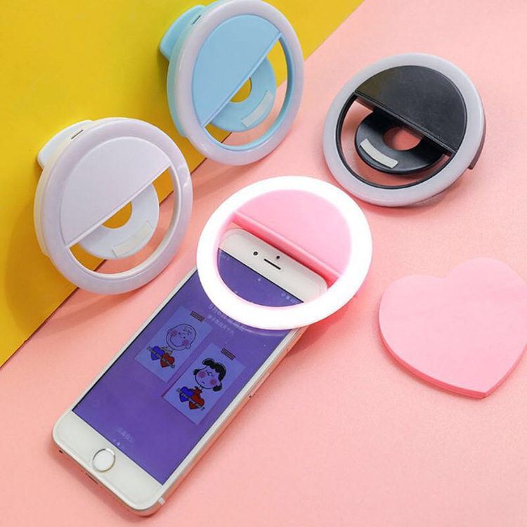 LED Mobile Phone Beauty Fill Light USB Charging Three-speed Brightness Adjustment Round Live Photography Selfie Light Clip