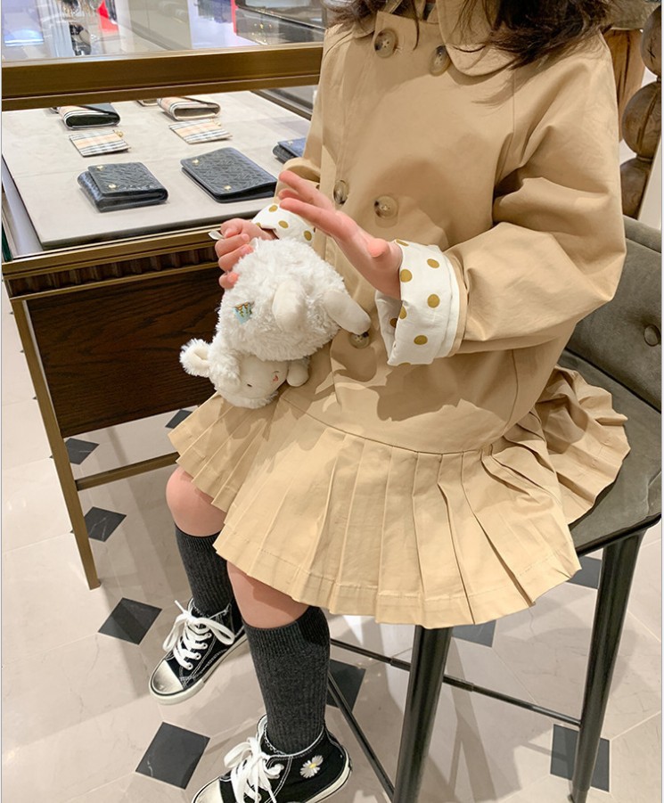 2021 Spring and Autumn New Children's Mid-length Coat Coat Korean Double-breasted Girls' Coat Children's Clothes