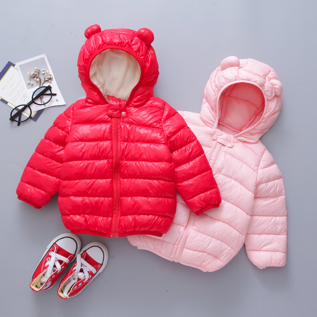 Children's cotton-padded jacket for boys and girls light down cotton-padded jacket for children autumn and winter baby thickened coat cotton-padded jacket hooded
