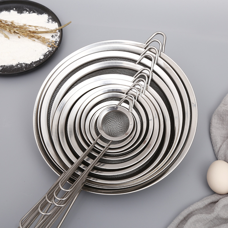 201 stainless steel wide-brimmed twill straight oil grid oil scoop soy milk scoop hand-held flour sieve screen