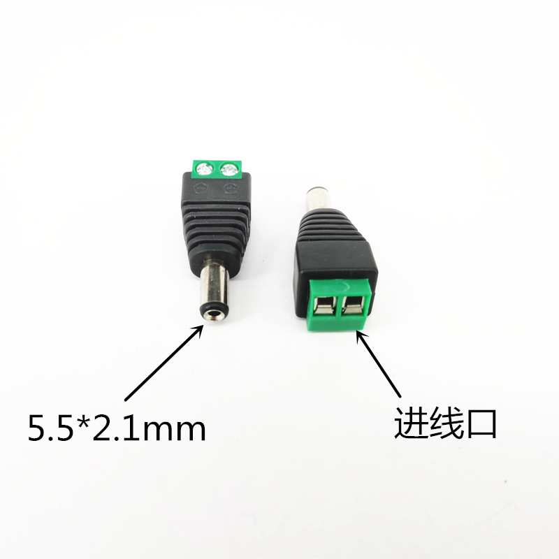 Camera SurVeillance DC Power Head Green Male Welding-free BNC 12V Wiring 5.5*2.1