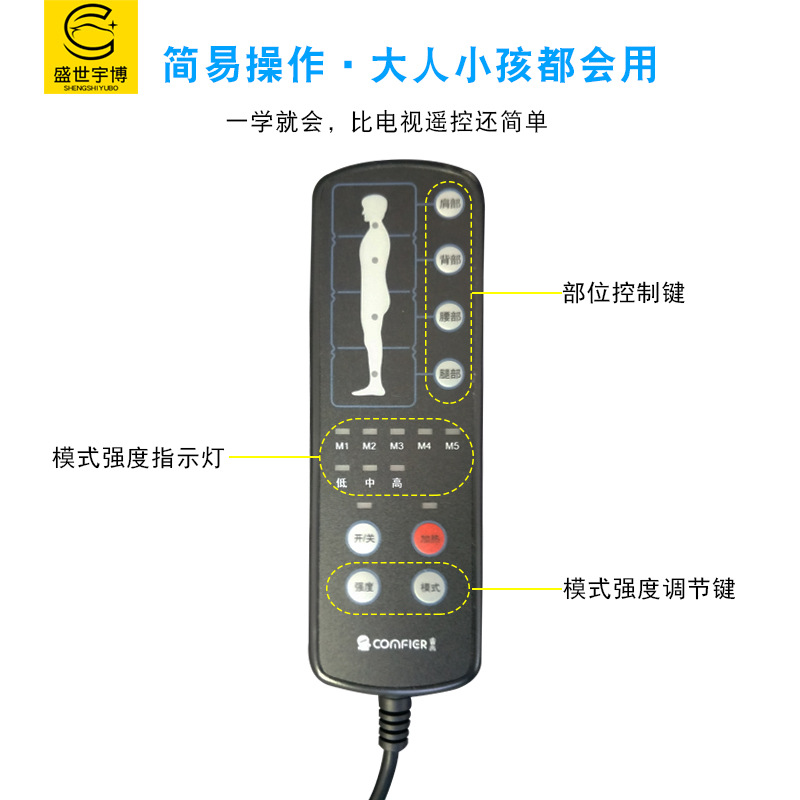 Comfier heating massage mattress for truck household car multi-function vibration kneading back waist seat cushion