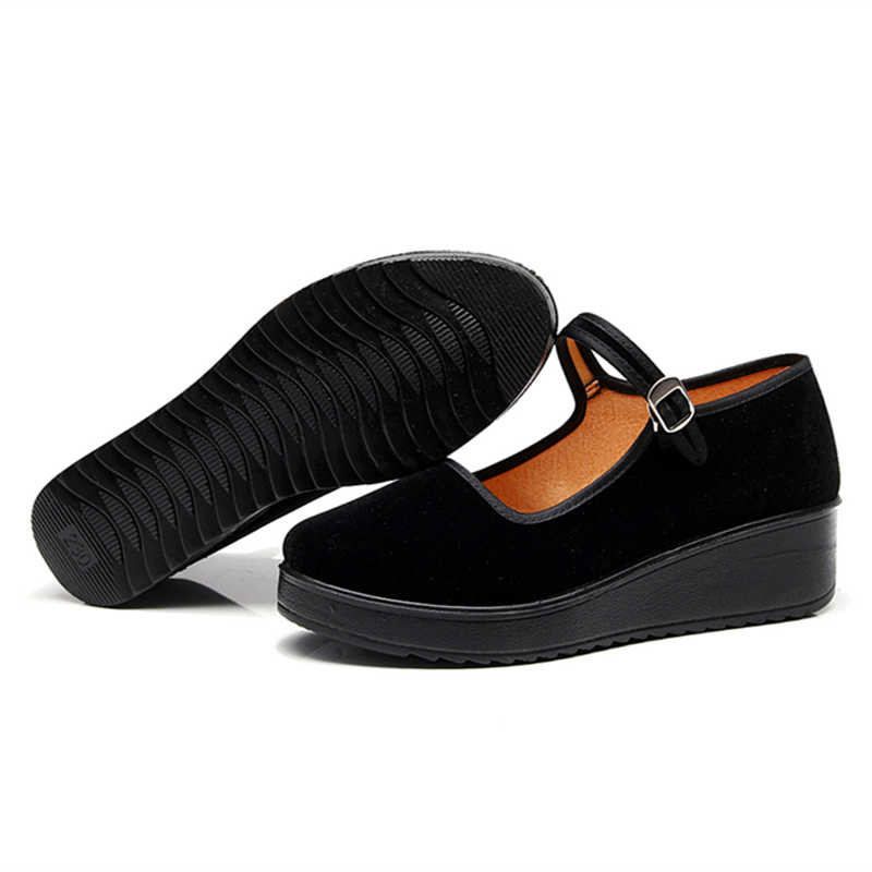 Work Shoes for Women, Black Hotel Work Shoes, Dancing Mom Shoes, Non-Slip Old Beijing Cloth Shoes, Women's Shoes, Flats Shoes, Soft Soles