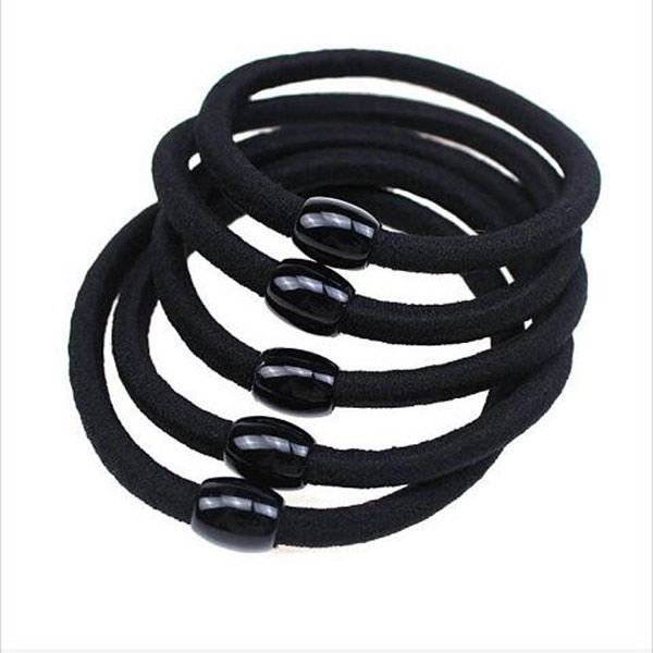 Black High Elastic Korean Style Hair Band Hair Rope Women's Rubber Band Leather Cover Bold Small Jewelry Hair Accessories